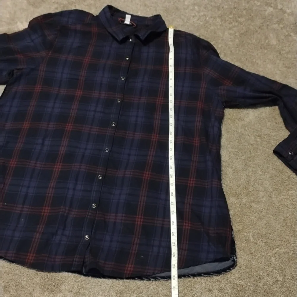 Johnny Was Workshop Emiko Velvet Back Oversized Plaid Shirt - Picture 6 of 8